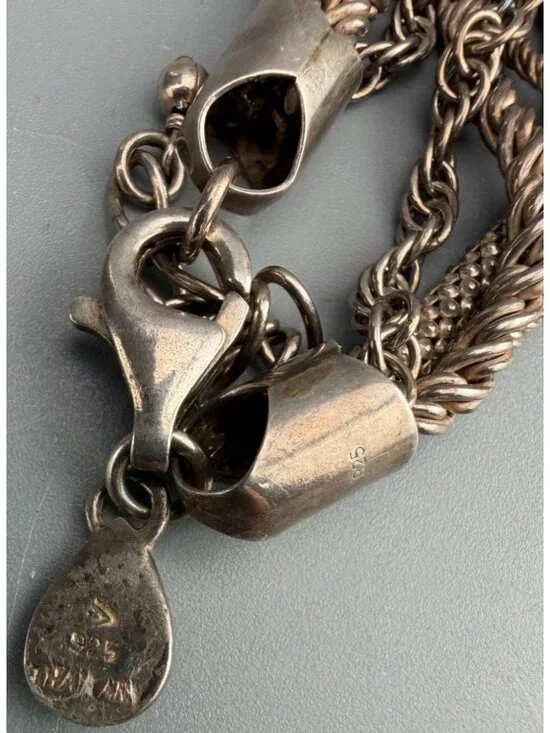 Vintage Silpada Retired Sterling Silver Multi Strand Coin Pendant Necklace  50g - Picture 7 of 7